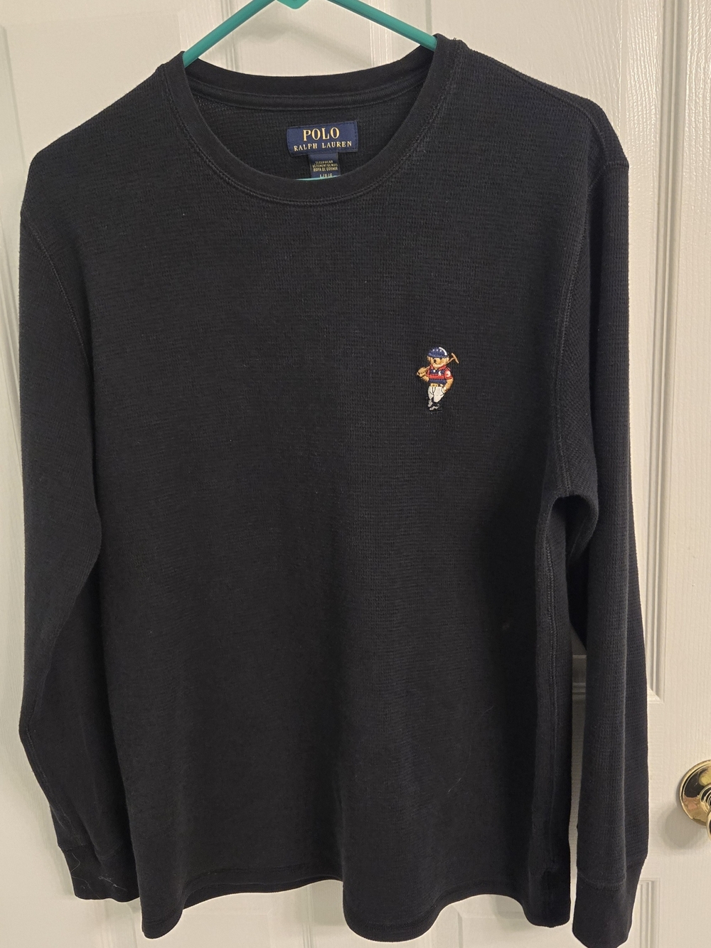 Polo by Ralph Lauren Large Black  Waffle Thermal Bear Shirt